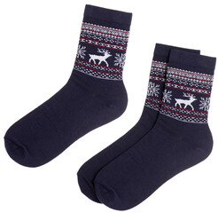 Pair of Nordic style socks isolated on white