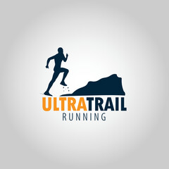 Ultra Trail running logo vector illustration on white background