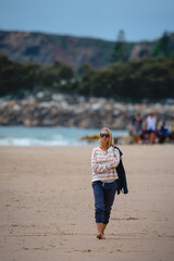 walking on the beach