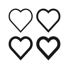 Hollow Love Heart Stroke Shape Icons