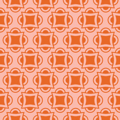 Retro pink and orange geometric seamless vector pattern. Abstract 60's inspired print. Fun, groovy vintage style design. Repeat surface pattern texture for backgrounds, textiles and wallpaper. 