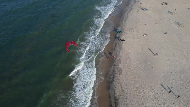kite surfing on the beach