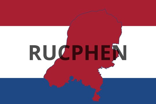 Rucphen: Illustration mit dem Namen der niederländischen Stadt Rucphen in der Provinz Noord-Brabant