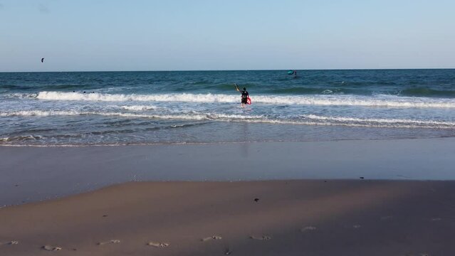 kite surfing on the beach