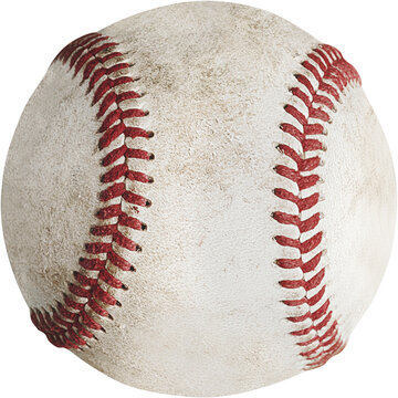 Closeup of dirty baseball isolated on white
