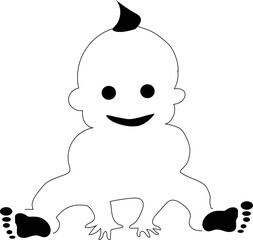 baby silhouette vector caricature illustration in black and white