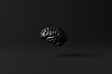 Black brain on an dark background. Business concept, brain storming, looking for answers, ideas. Intelligence. 3d rendering, 3d illustration.