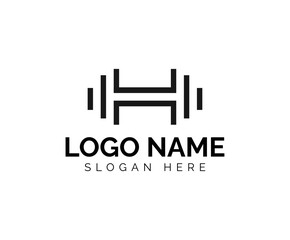 creative monogram barbell logo with letter H. 