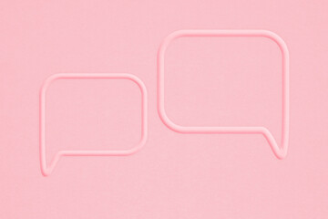 double sweet pink speech bubble frame paper cut on grunge background background , Conceptual image about communication and social media, customer feedback