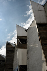 Grunge abstract with abandoned building and sky