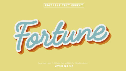 Editable Fortune Font Design. Alphabet Typography Template Text Effect. Lettering Vector Illustration for Product Brand and Business Logo.
