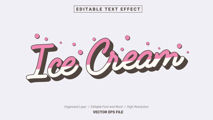 Editable Ice Cream Font Design. Alphabet Typography Template Text Effect. Lettering Vector Illustration for Product Brand and Business Logo.
