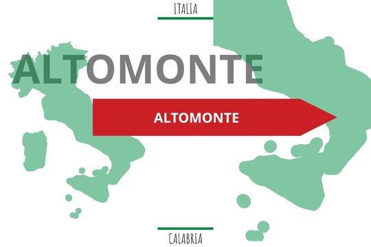 Altomonte: Illustration mit dem Namen der italienischen Stadt Altomonte