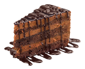 Chocolate cake with chocolate creame isolated on white