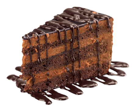 Chocolate cake with chocolate creame isolated on white