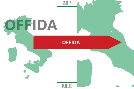Offida: Illustration mit dem Namen der italienischen Stadt Offida