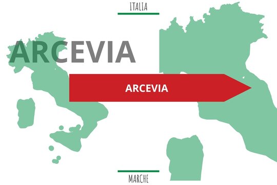 Arcevia: Illustration mit dem Namen der italienischen Stadt Arcevia
