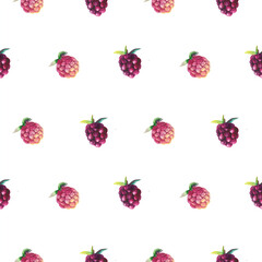Watercolor Pink Blackberry Seamless Pattern, Food Digital Paper