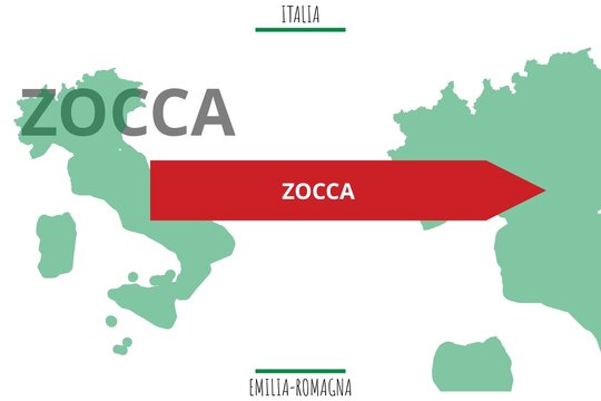 Zocca: Illustration mit dem Namen der italienischen Stadt Zocca