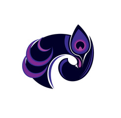 Decorative Peacock feather logo in luxury  art style.