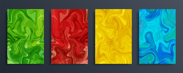 Set of abstract fluid color background. Liquid dynamic wallpaper in flat style.