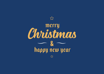 Merry Christmas and Happy New Year Greeting card blue background