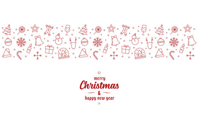 Fototapeta premium christmas ornament icons element banner red outline