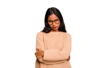 Young Indian woman isolated who is bored, fatigued and need a relax day.