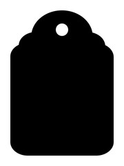 Black filled gift card, price tag. Isolated png illustration, transparent background. Asset for advertisement, montage, collage, template. Christmas, birthday, love concept.