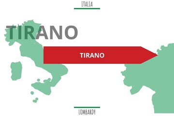 Tirano: Illustration mit dem Namen der italienischen Stadt Tirano - obrazy, fototapety, plakaty
