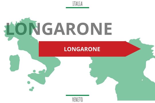 Longarone: Illustration mit dem Namen der italienischen Stadt Longarone