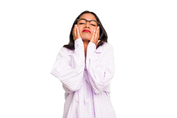 Young Indian woman isolated whining and crying disconsolately.