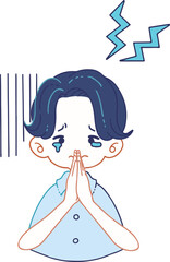 パニックになって謝る人物のベクターイラストレーション