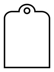 Black outlined gift card, price tag. Isolated png illustration, transparent background. Asset for advertisement, montage, collage, template. Christmas, birthday, love concept.