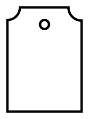 Black outlined gift card, price tag. Isolated png illustration, transparent background. Asset for advertisement, montage, collage, template. Christmas, birthday, love concept.