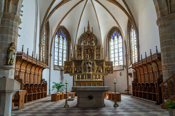 Meppen, Emsland, Lower Saxony, Germany - August 9, 2022: Interior of Saint Vitus Catholic Church