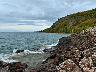 Fototapeta na wymiar Gros Cap Conservation Area/Lake Superior/Autumn colors/Sault Ste Marie/Canada