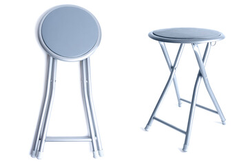 Portable collapsible stool isolated on white