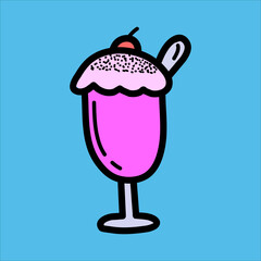 Art illustration icon logo hand draw symbol design of juice milkshake