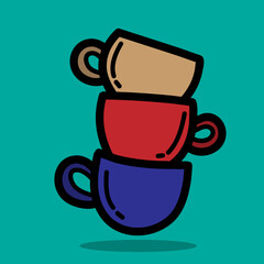 Art illustration icon logo hand draw symbol design of part cup coffee glass