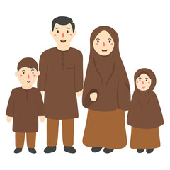 cartoon muslim happy family