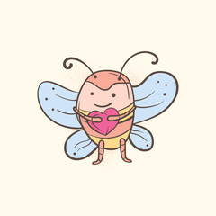 cartoon  drawing art  funny bee honey love  character vector illustration
