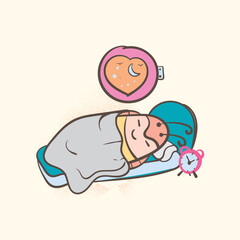 cartoon  drawing art  funny bee honey sleep  character vector illustration