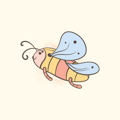 cartoon  drawing art  funny bee honey fly  character vector illustration