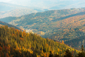 Beautiful mountain valley. Autumn landscape. Sopotnia Wielka, Poland