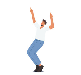 Young Man Dancing , Spend Time Night Club or on Disco Party. Male Character Celebrate Holiday, Moving to Music