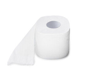 Single roll of white tissue paper or napkin isolated on white background with clipping path, Close up photo