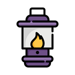 Lantern icon. Filled outline design. Vintage lantern. Oil lantern. An antique vintage lamp. Camping light.