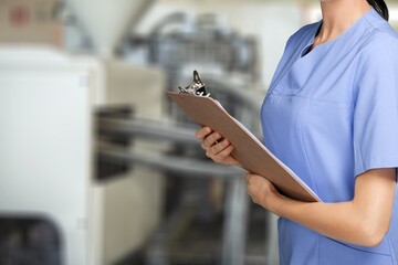 Obraz na płótnie Canvas Medicine worker hold a check list in hands.