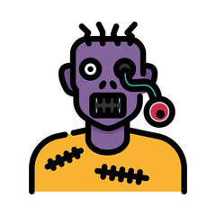Monster icon. Filled outline design. Scary monster without eyes. Spooky monster.